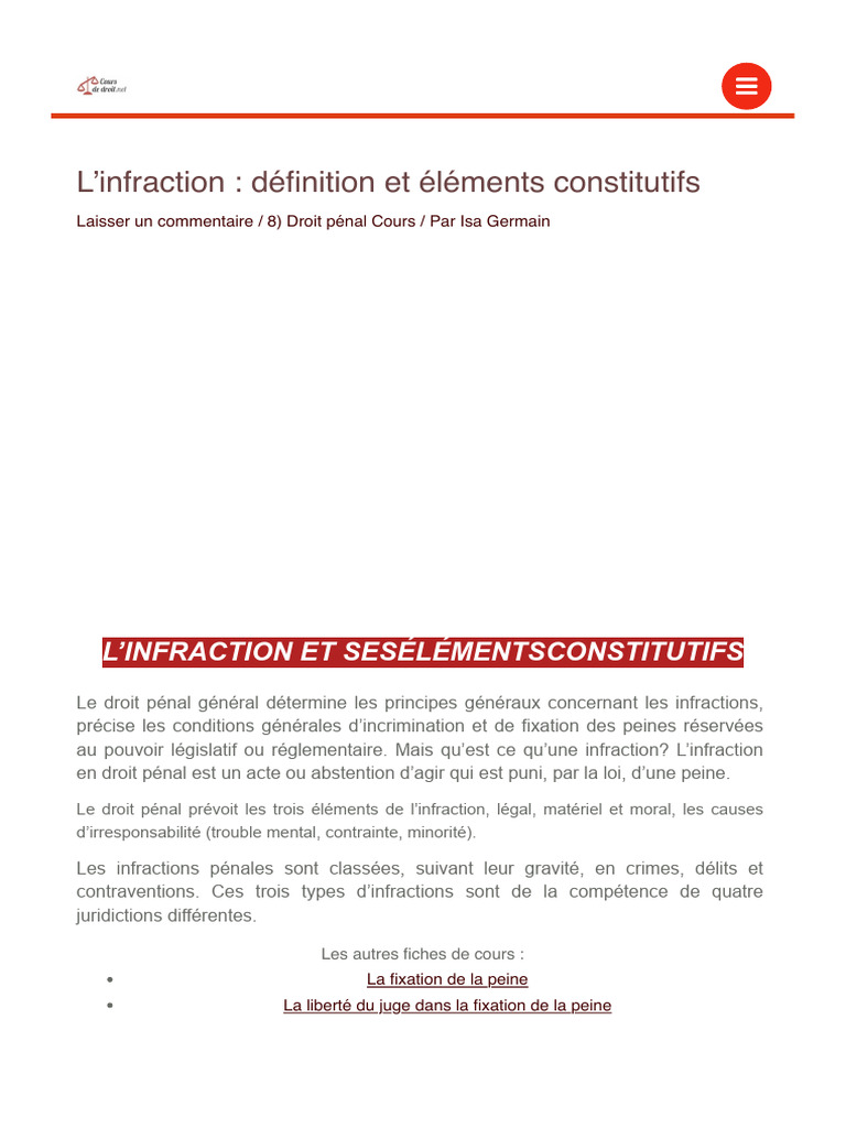 Définition et éléments de l'infraction | PDF | Crimes | Crime et violence
