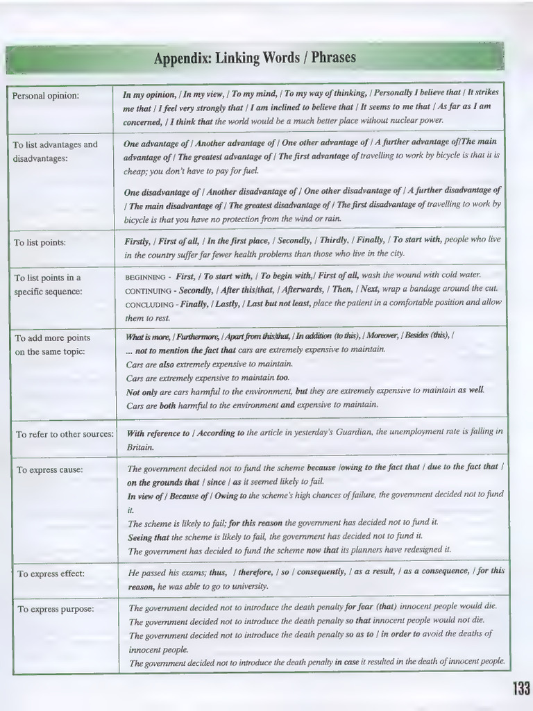 Linking Words and Phrases Guide | PDF | Knowledge | Reality