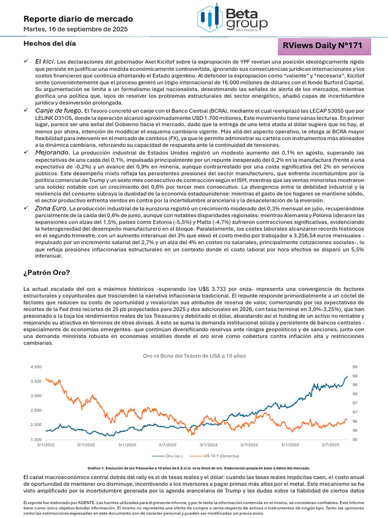 Reporte de Mercado 16-09-25 | PDF | Inflación | Dólar de los Estados Unidos