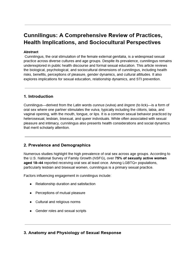 Understanding Cunnilingus: Health & Culture | PDF | Oral Sex | Sexually ...