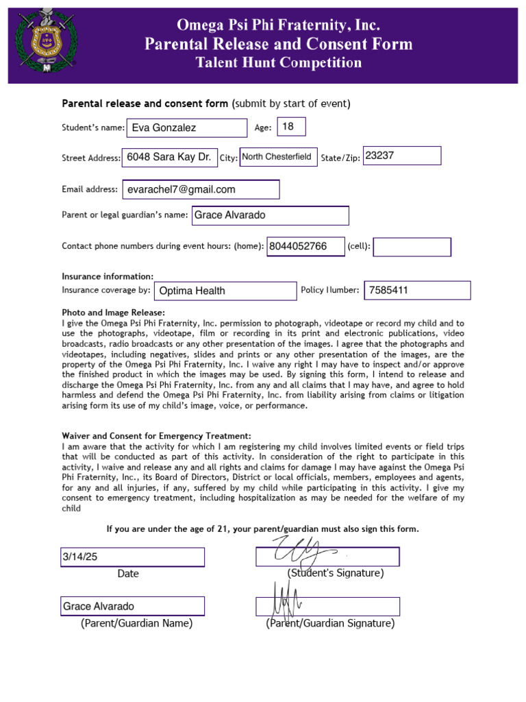 Parental Consent and Release Form | PDF