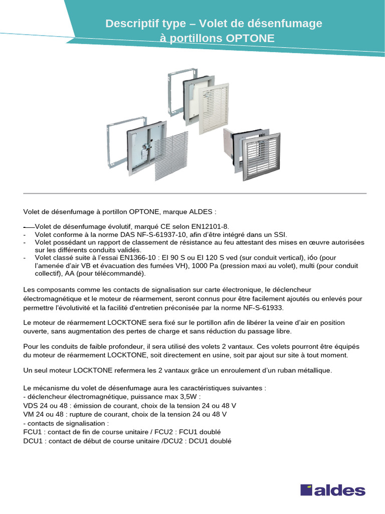 Volet de désenfumage OPTONE ALDES | PDF