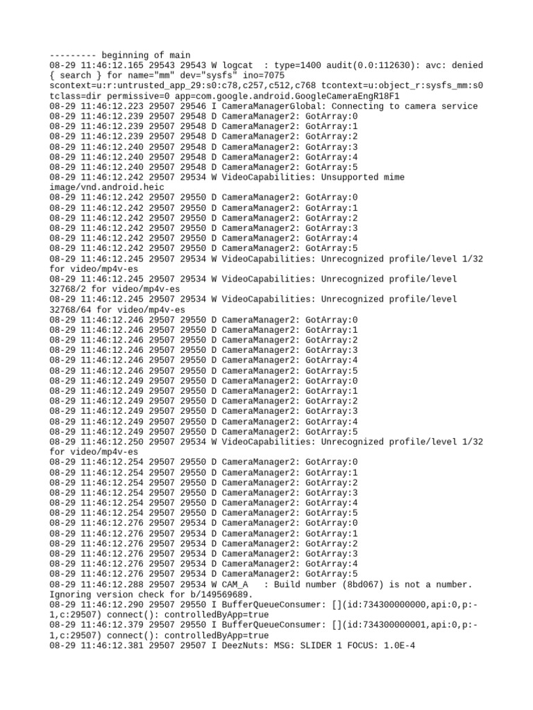Camera Service Log Analysis | PDF | Computer Architecture | Software ...