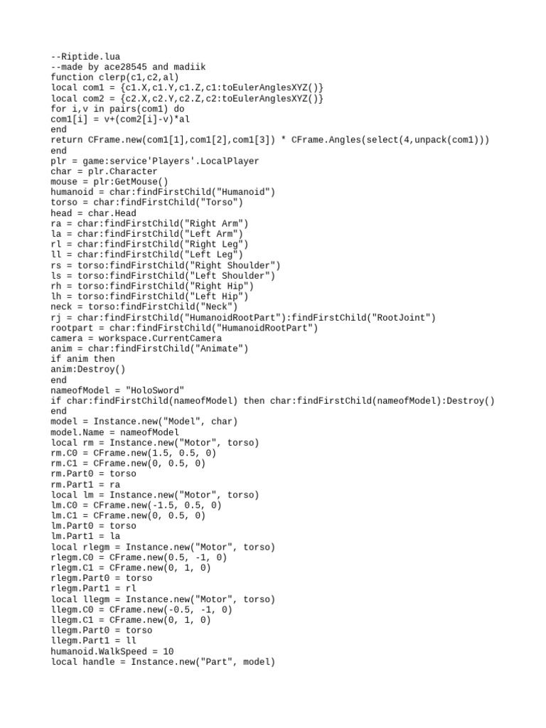 Riptide Lua Script for HoloSword Animation | PDF | Rotation ...