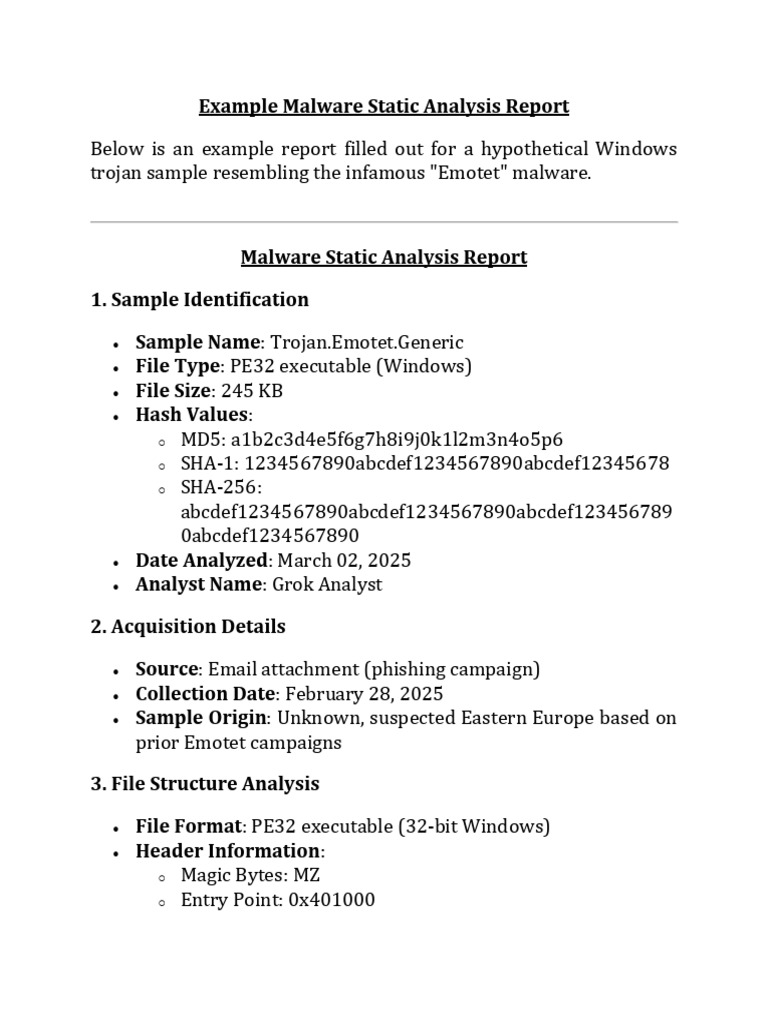 Emotet Trojan Static Analysis Report | PDF | Malware | Windows Registry