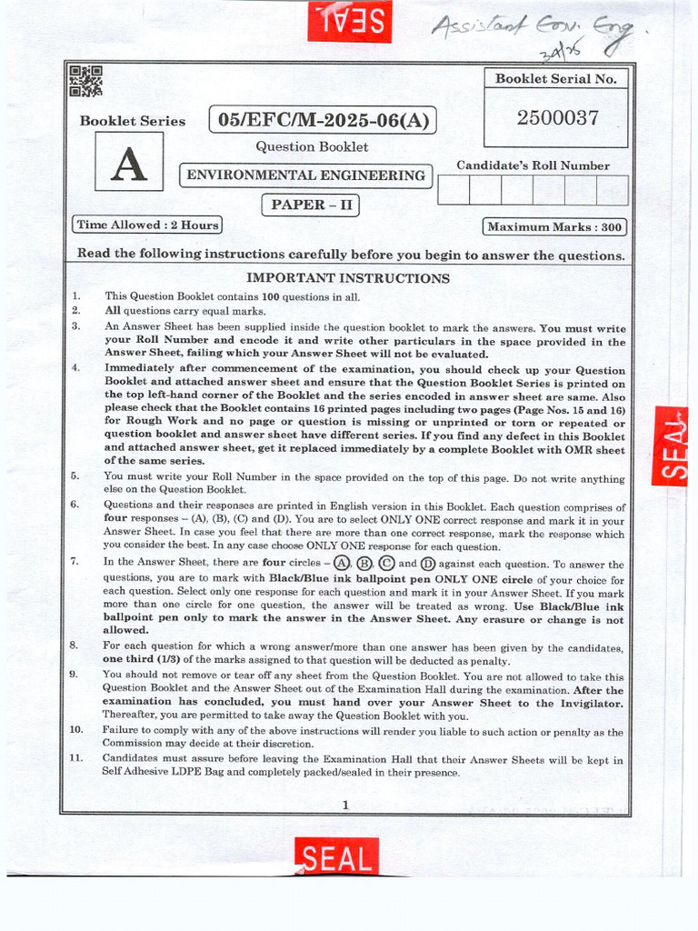 Environmental Engineering Paper II | PDF