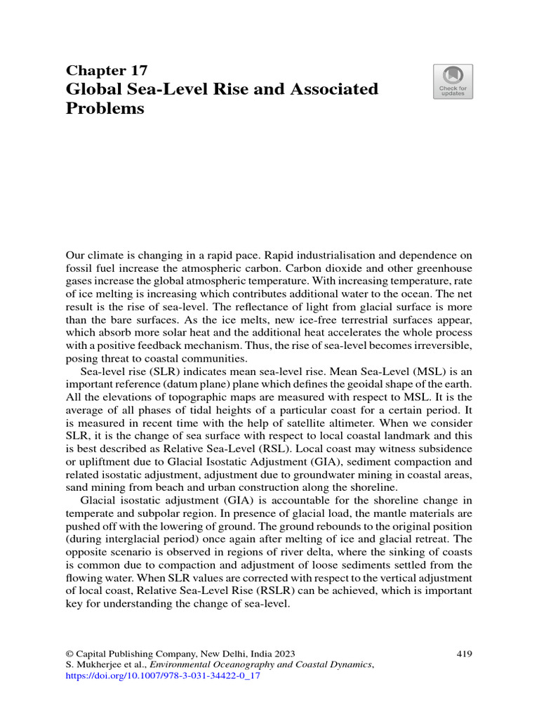 Global Sea-Level Rise and Associated Problems. | PDF | Sea Level | Sea ...
