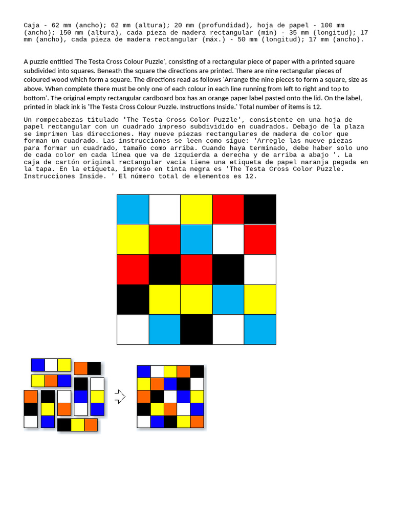 Rompecabezas The Testa Cross Color | PDF