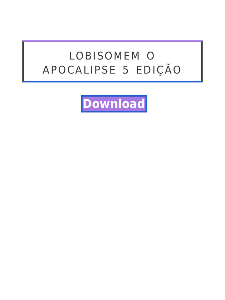 Lobisomem O Apocalipse 5 Edição | PDF