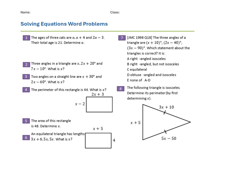 Solving Word Problems in Equations | PDF