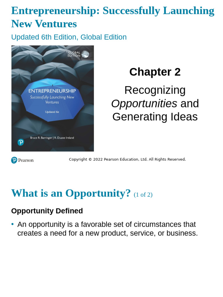 CH2 Recognizing Opportunities and Generating Ideas ST | PDF ...