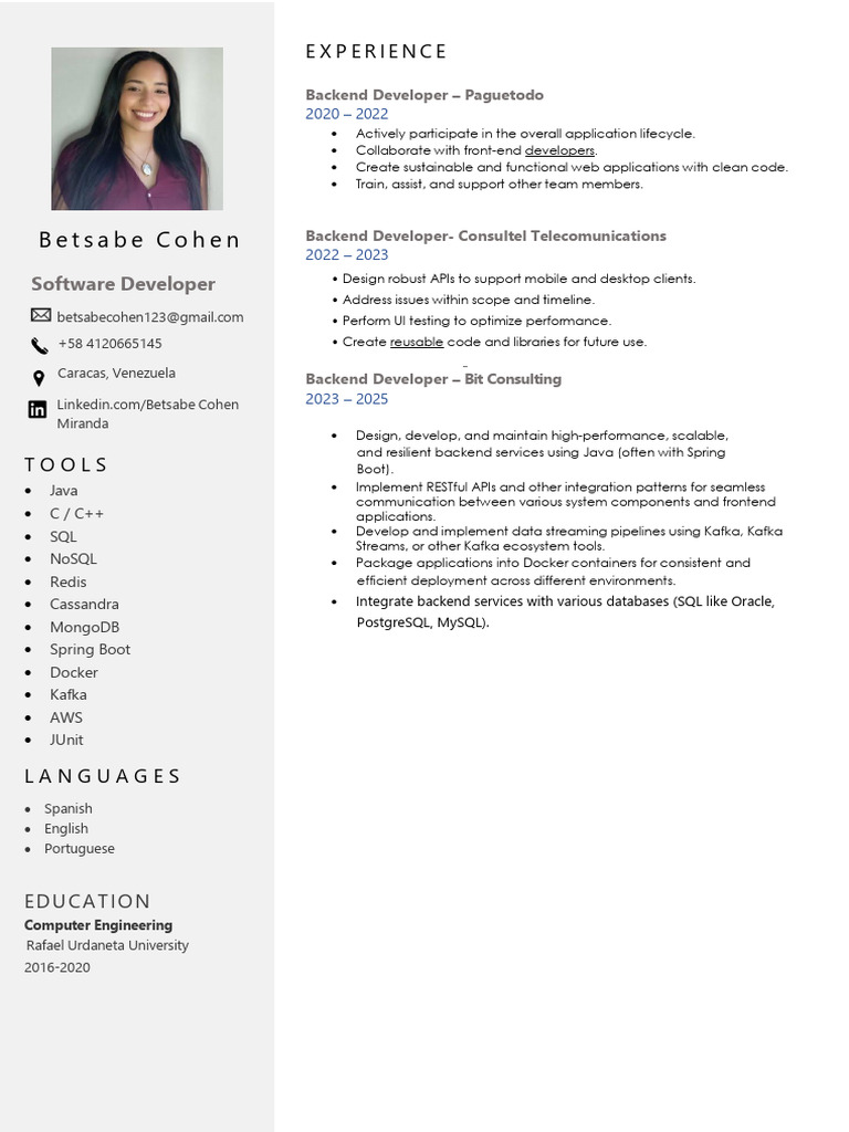 Backend Developer Experience Overview | PDF