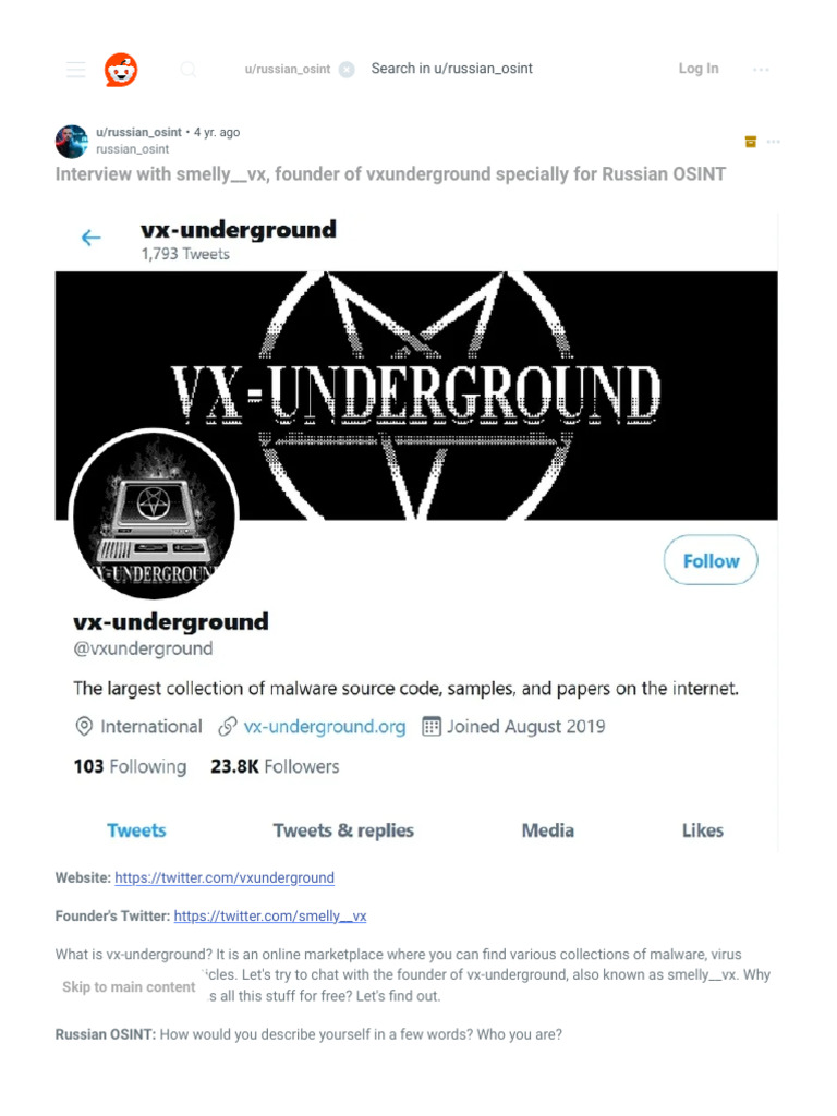 Interview with vx-underground Founder | PDF | Ransomware | Malware