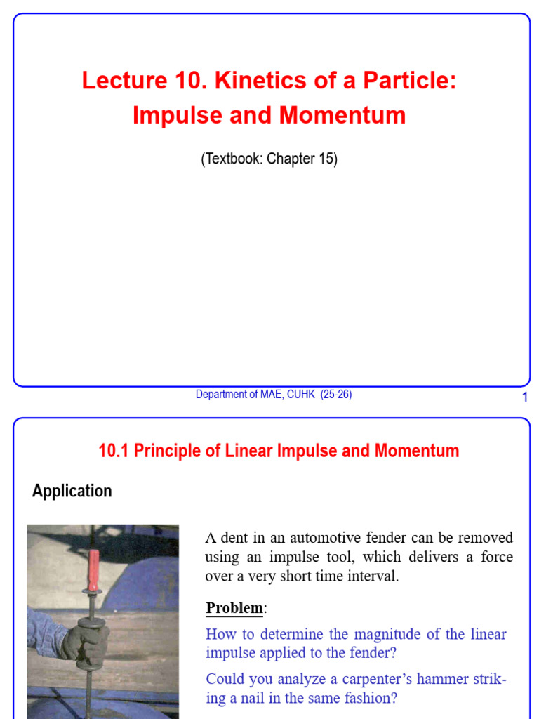 L10 Kinetics of A Particle - Impulse and Momentum | PDF | Angular ...