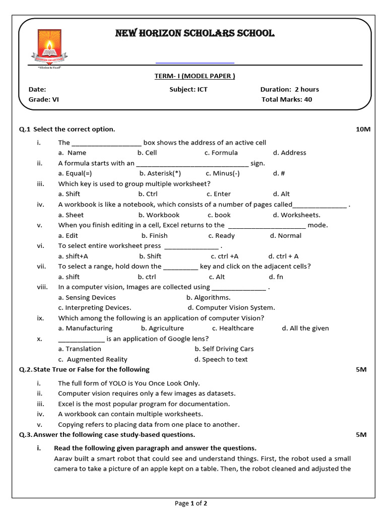Excel and Computer Vision Quiz | PDF | Microsoft Excel | Computing