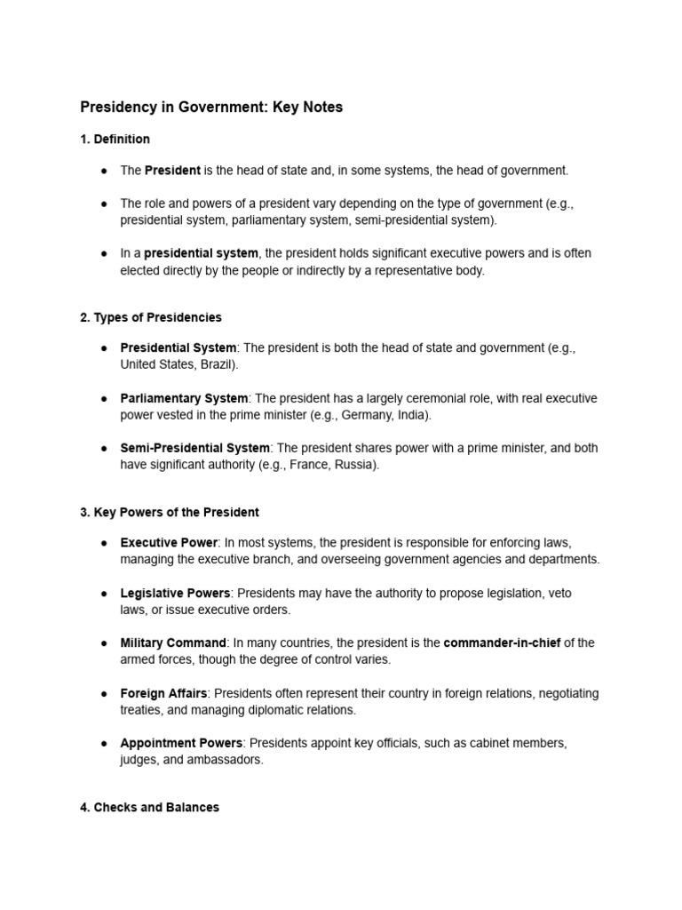 Understanding Presidential Roles and Powers | PDF | Presidencies ...