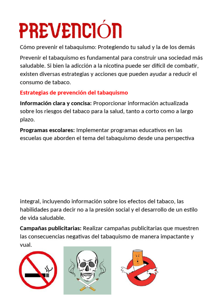 Prevención del Tabaquismo: Estrategias Clave | PDF