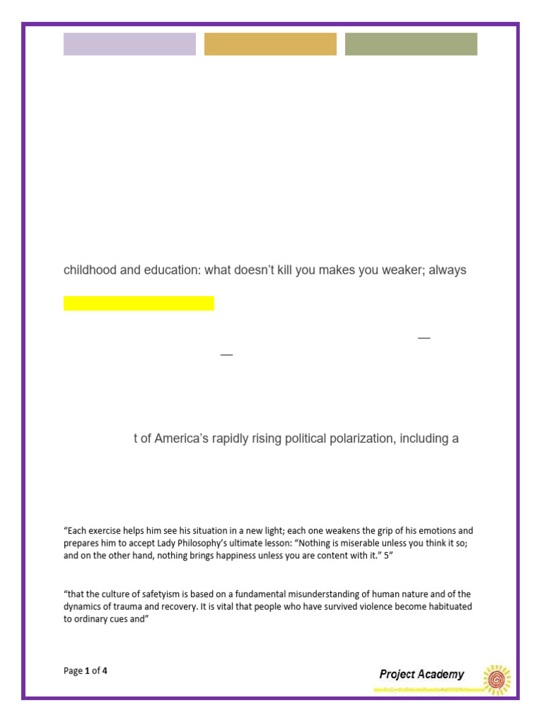 Coddling of the American Mind Overview | PDF | Cognitive Behavioral ...
