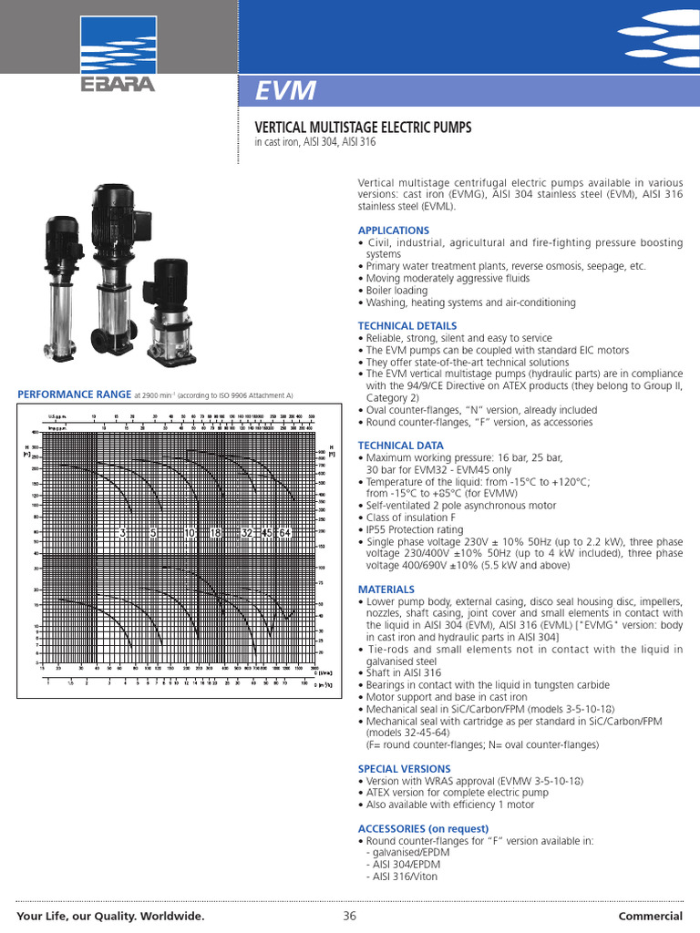 Vertical Multistage Electric Pumps | PDF | Pump | Mechanical Engineering