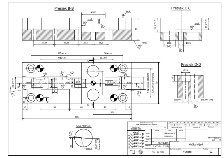 Presjek B-B Presjek C-C: Bru - N6 40H7 | PDF