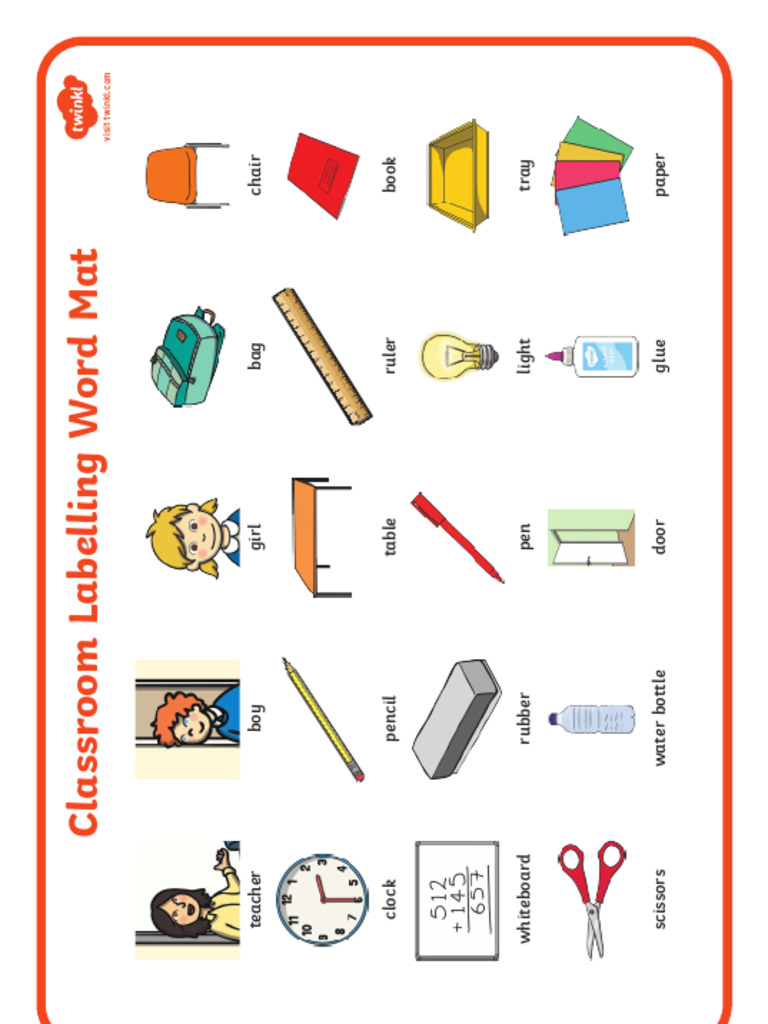 Classroom Labelling Word Mat Resource | PDF