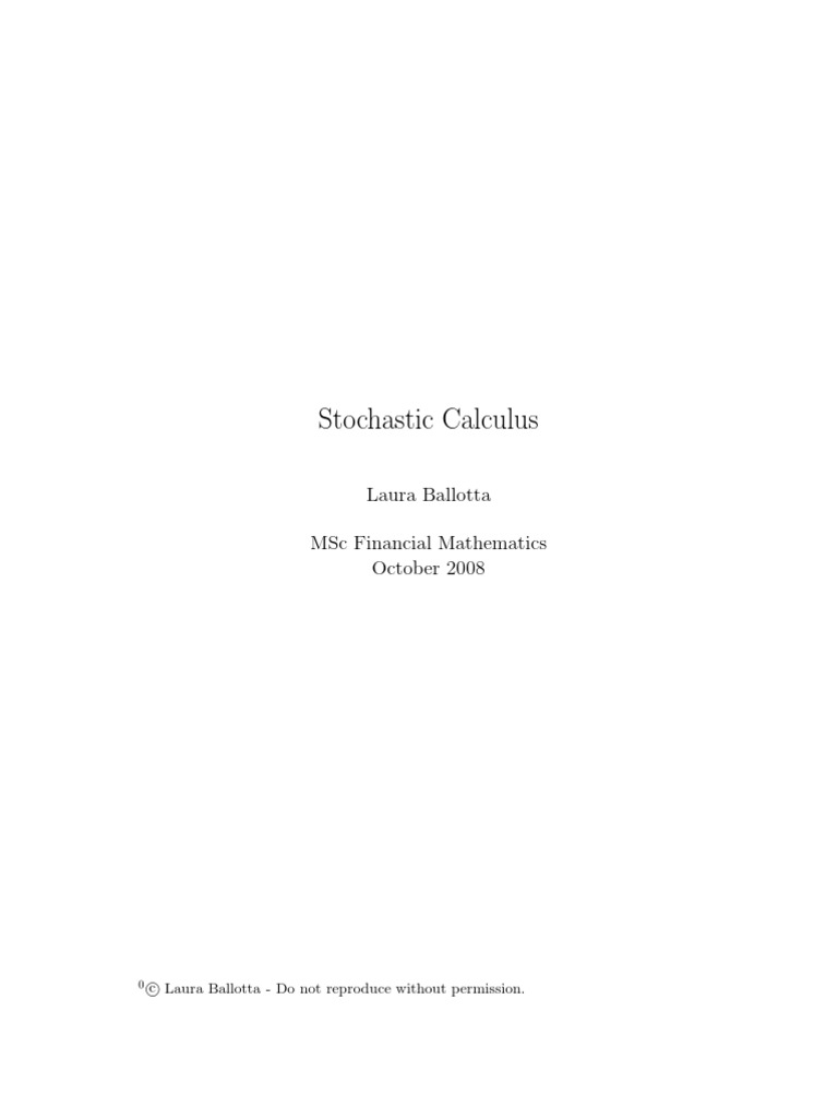 Stochastic Calculus Lecture Notes | PDF | Stochastic Process ...