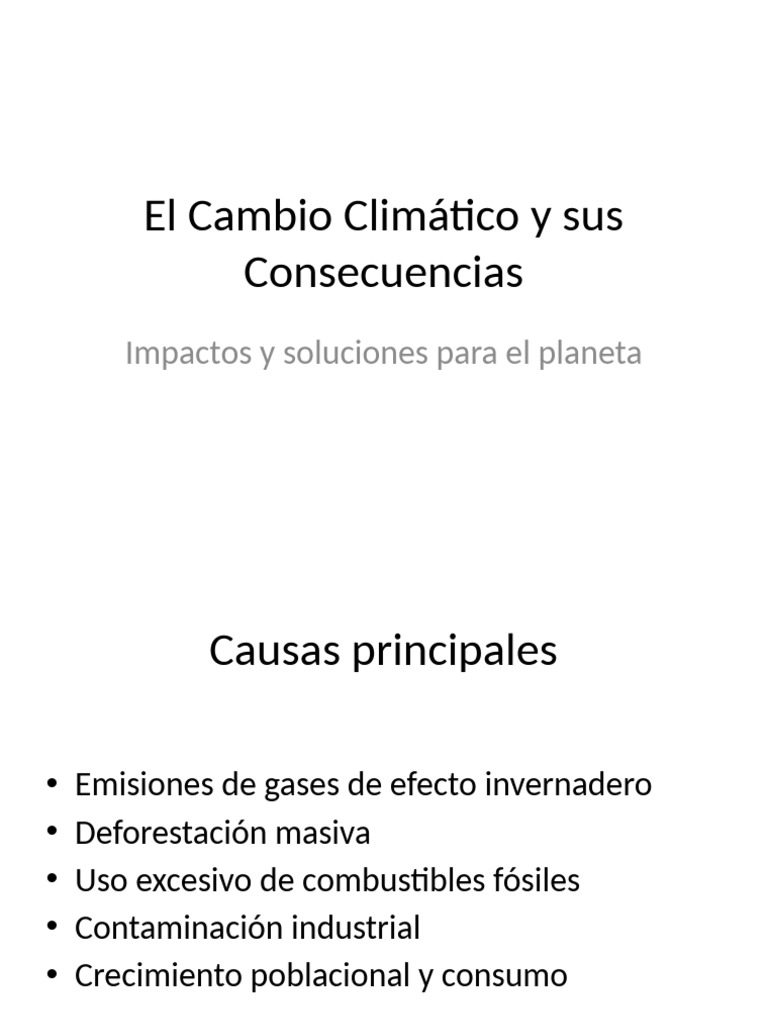 Impacto del Cambio Climático y Soluciones | PDF