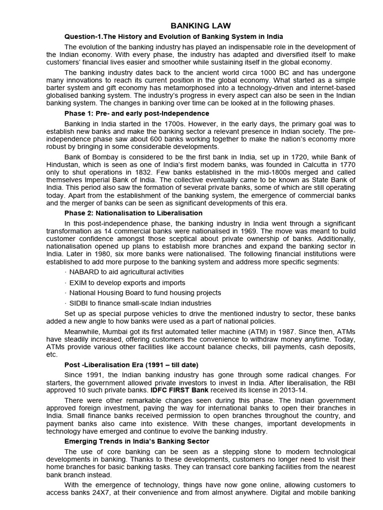 Evolution of Banking in India | PDF | Banks | Reserve Bank Of India