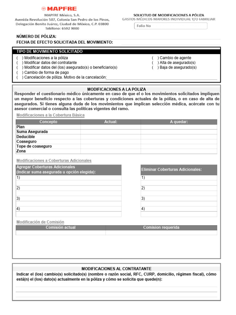 Formato Endosos Mapfre | PDF | Póliza de seguros | Seguro