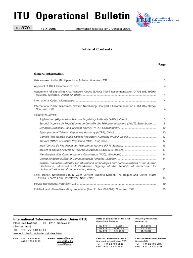ITU Carrier Codes Overview | PDF | Itu T | Telephone Numbering Plan