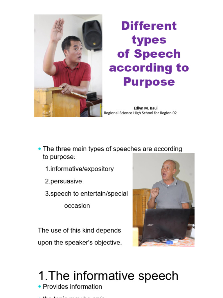 Types of Speech Accdg To Purpose 2025 | PDF | Public Speaking | Rhetoric
