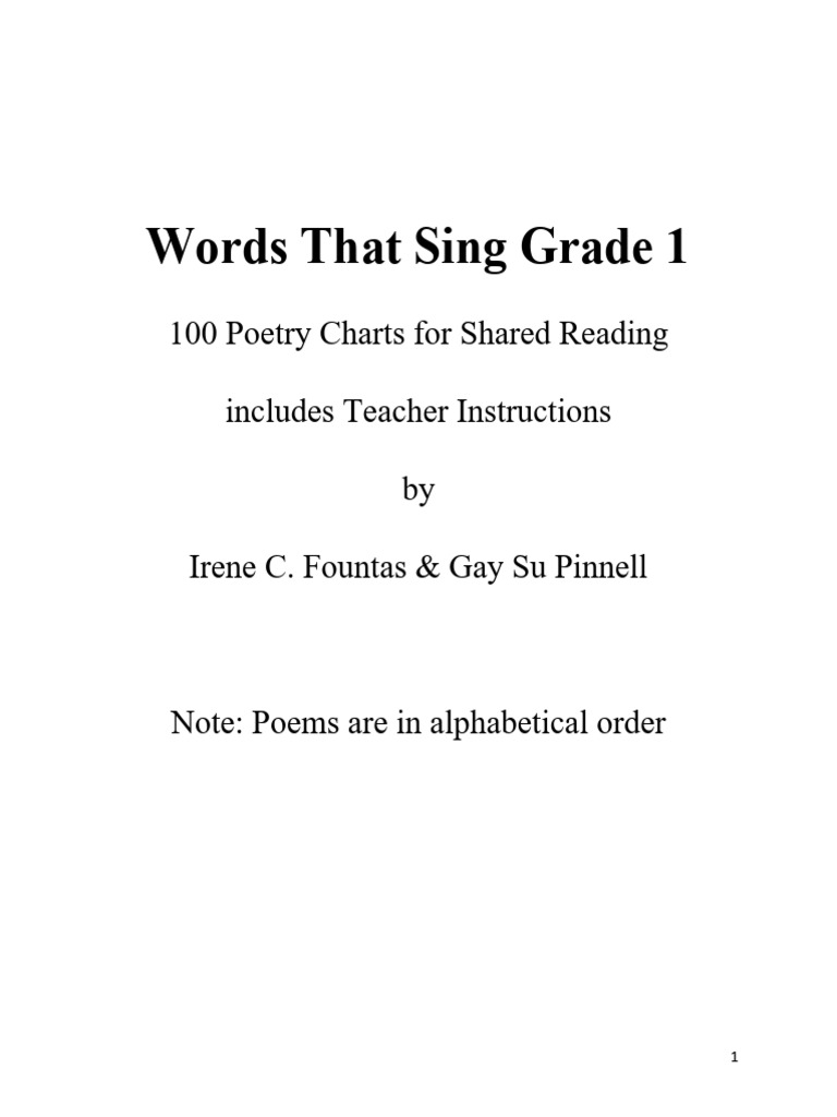 Grade 1 Poetry Charts for Kids | PDF | Poetry | Refrain