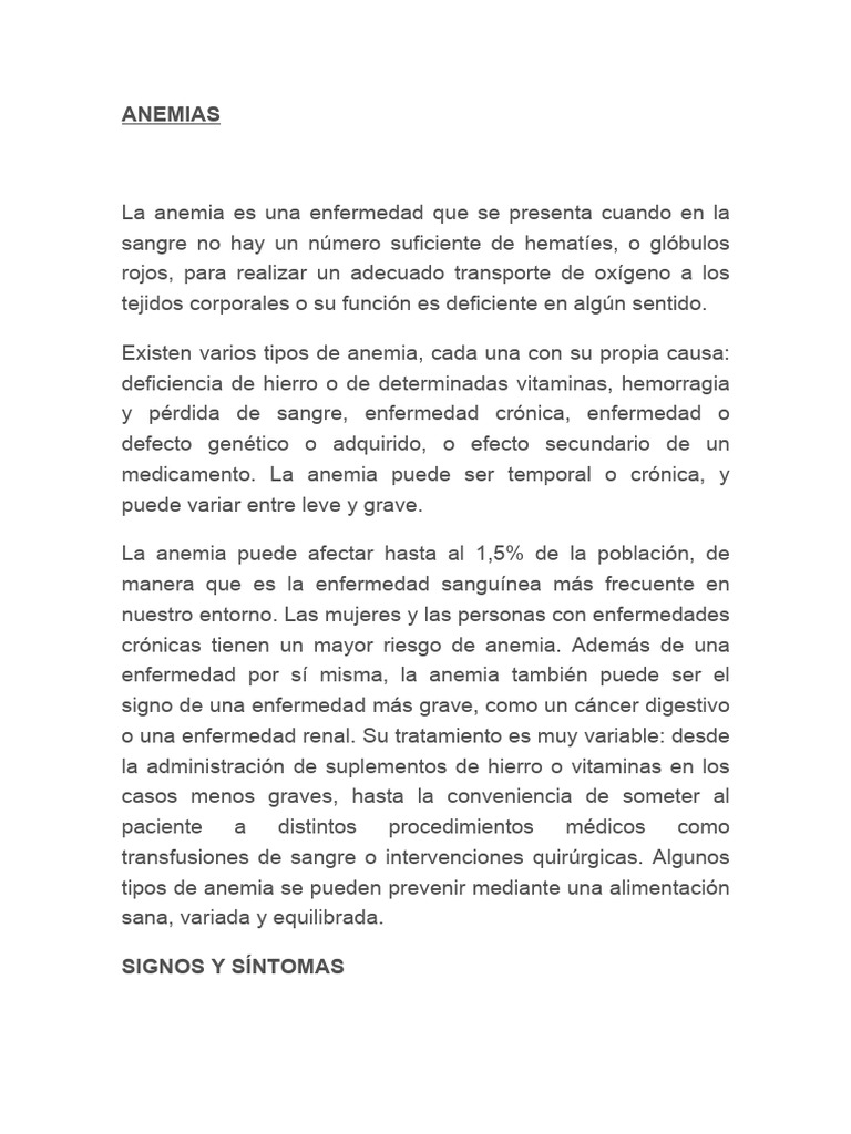 Tipos y causas de la anemia | PDF | Sangre | Glóbulo rojo