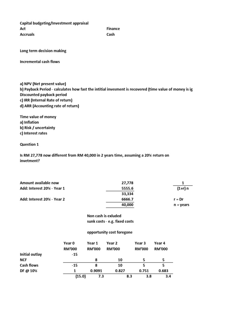 Capital Budgeting Techniques Explained | PDF | Capital Budgeting | Net ...