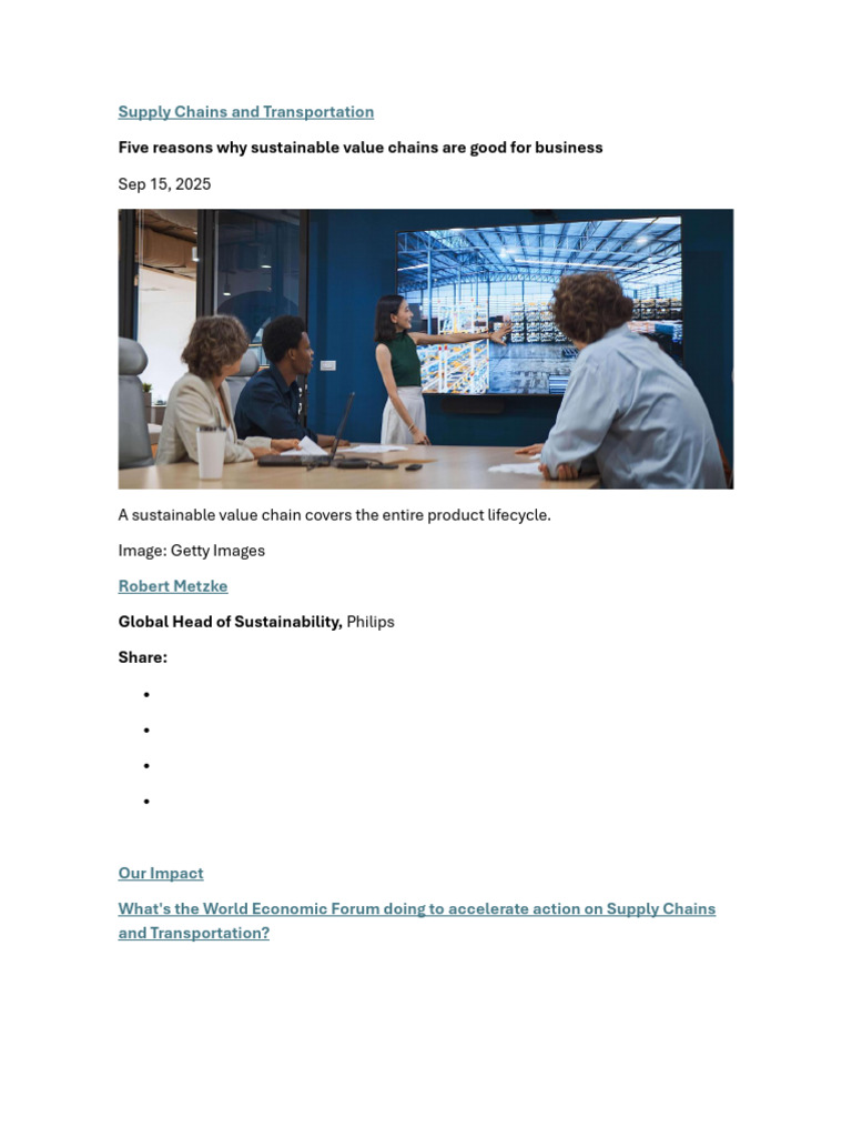 Benefits of Sustainable Supply Chains | PDF | Sustainability | Supply Chain