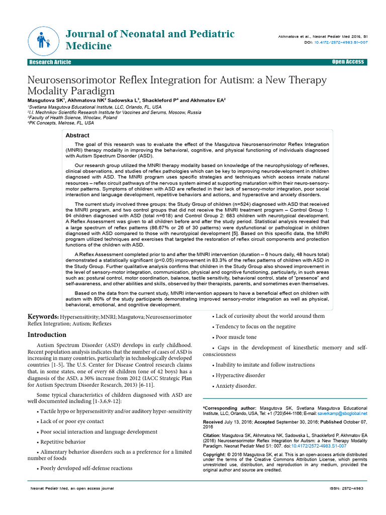 MNRI Therapy for Autism Improvement | PDF | Autism | Psychology