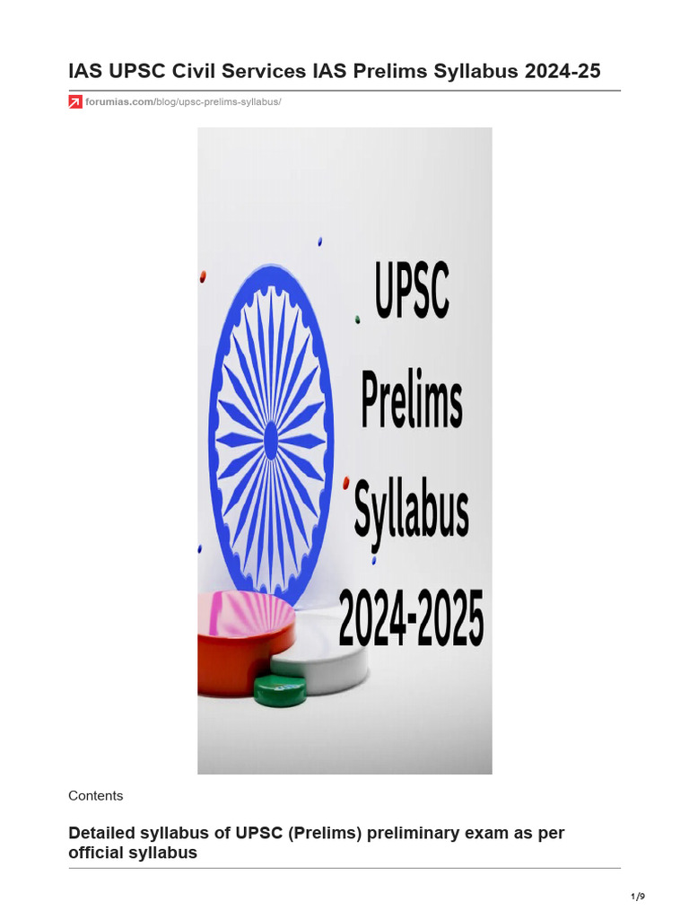 UPSC IAS Prelims Syllabus 2024-25 | PDF