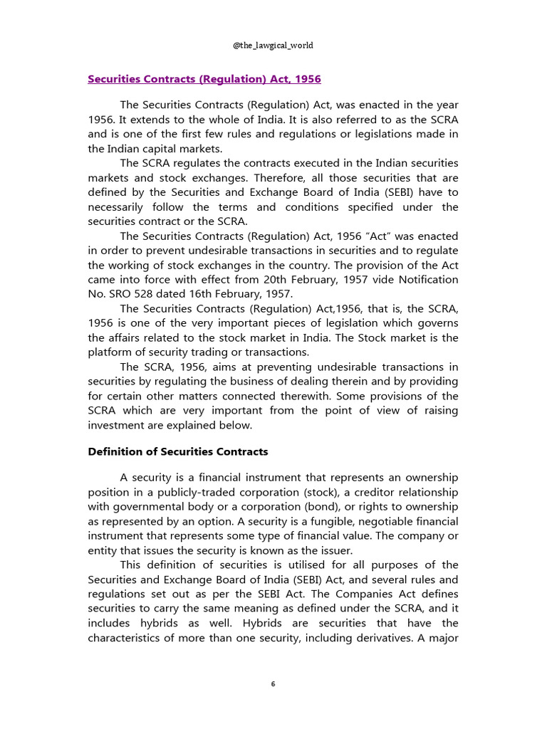 Definition of Securities in SCRA | PDF | Option (Finance) | Futures ...