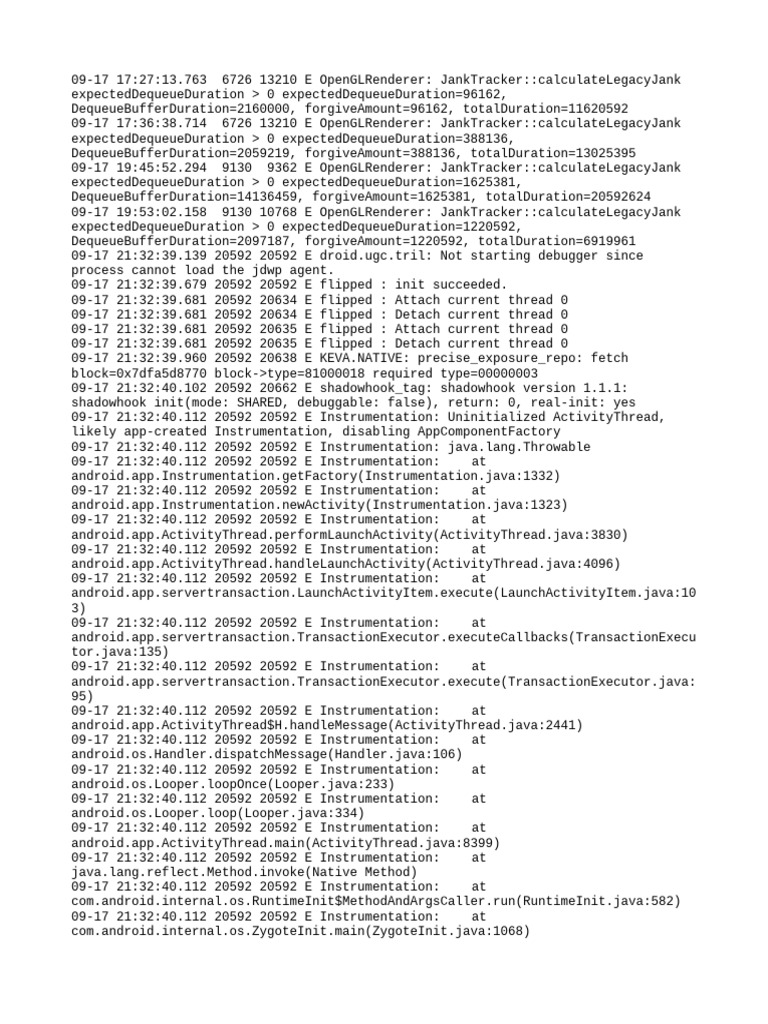 OpenGLRenderer JankTracker Errors Log | PDF | Java (Programming ...