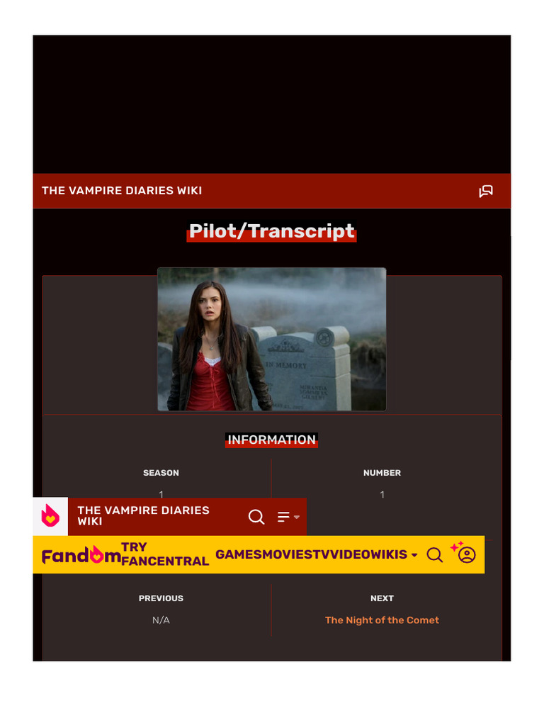 Pilot-Transcript - The Vampire Diaries Wiki - Fandom 2 | PDF | Damon ...