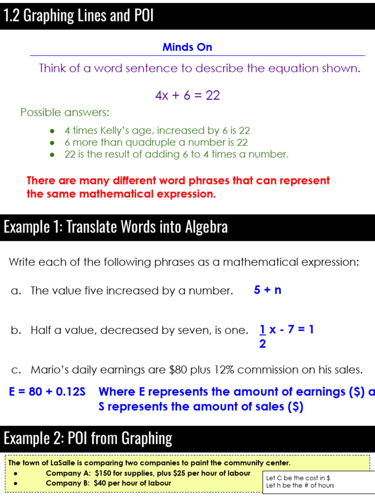 Graphing Lines and Points of Intersection | PDF | Slope | Mathematics