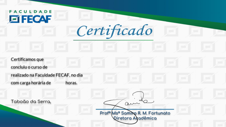 Certificado de Conclusão de Curso FECAF | PDF