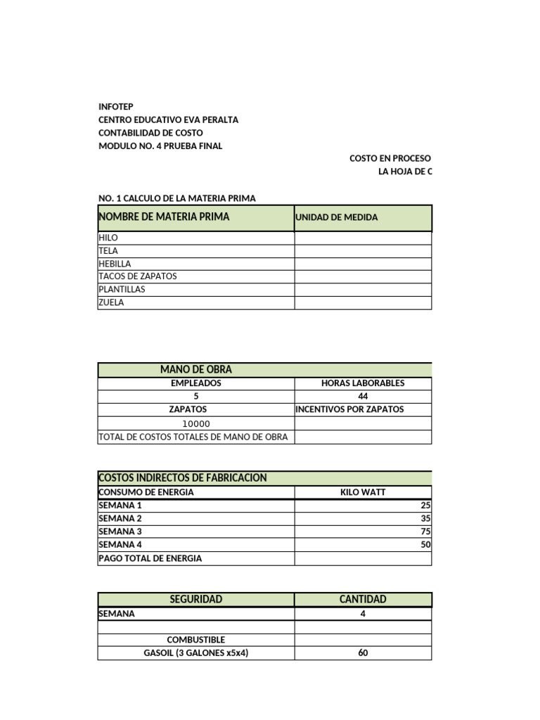 Cálculo de Costos en Producción de Zapatos | PDF | Economias