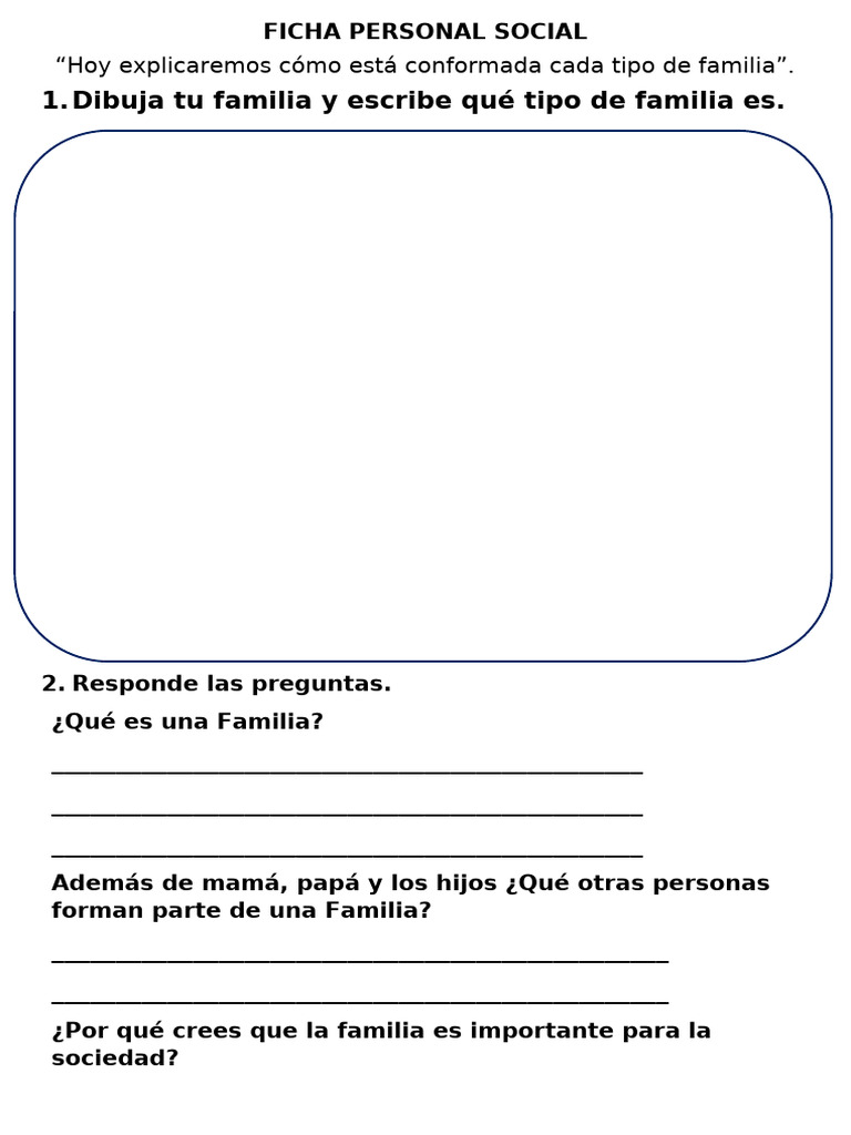 Ficha Personal Social La Familia | PDF