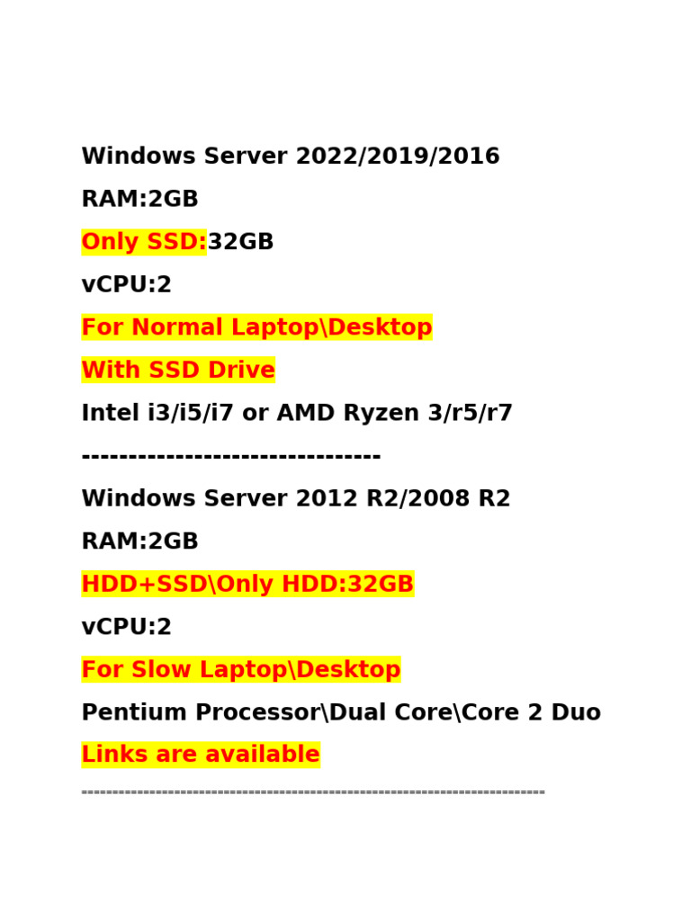 Windows Server System Requirements Guide | PDF