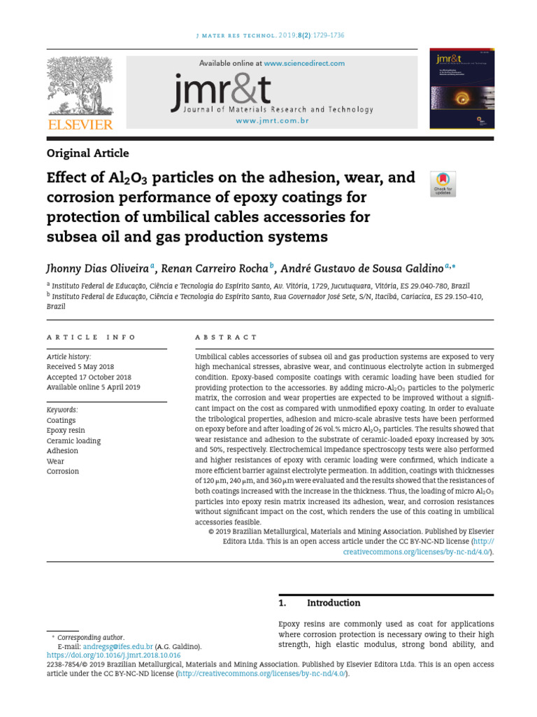 Effect of Al2O3 Particles On The Adhesion, Wear, and Corrosion ...