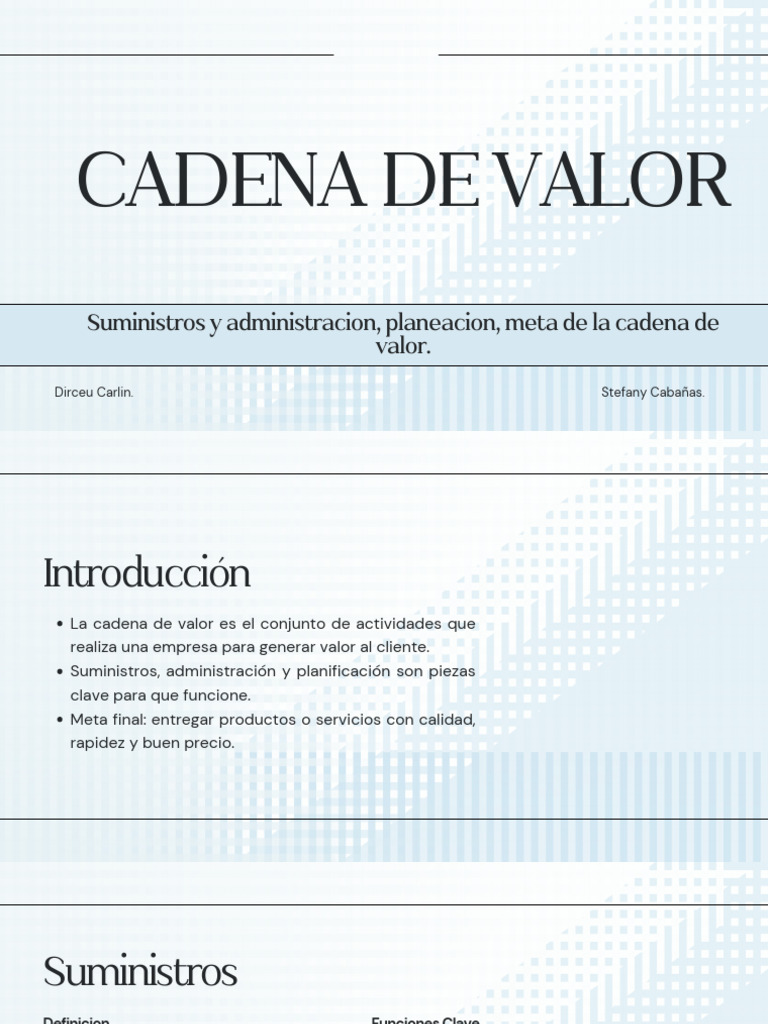 Cadena de Valor: Suministros y Gestión | PDF | Cadena de valor ...