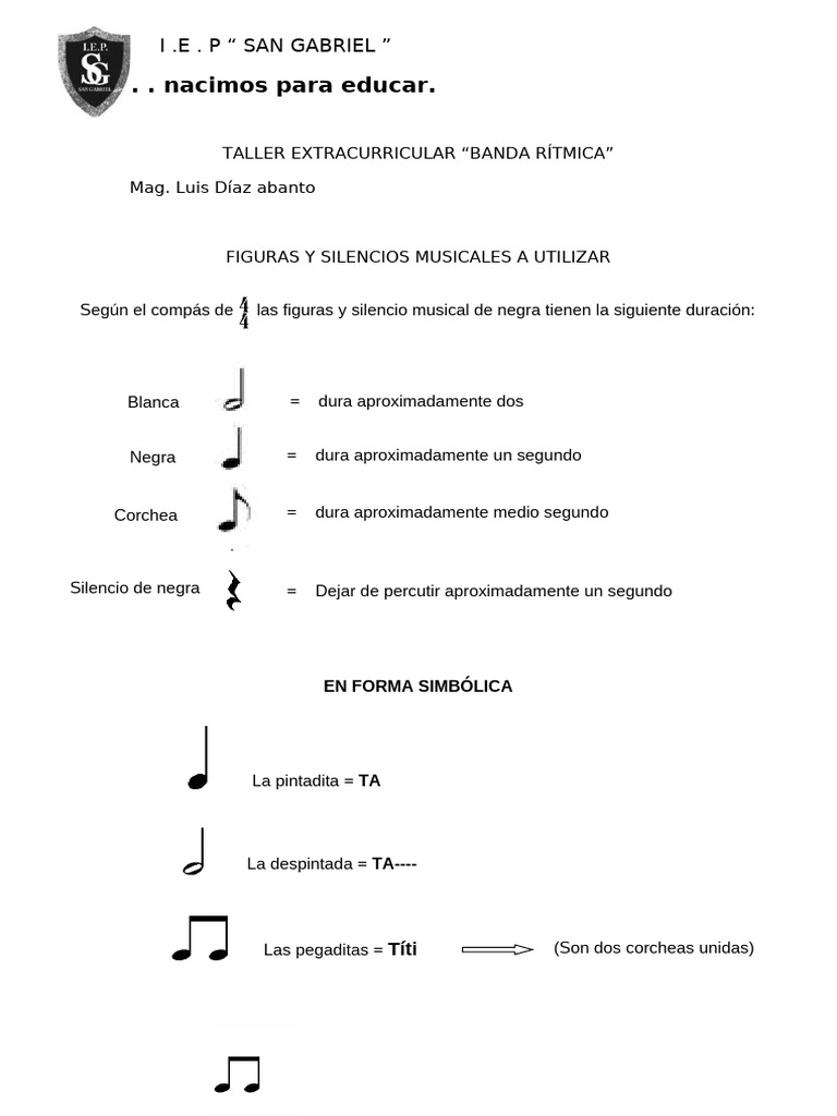 Taller Extracurricular Banda Rítmica 2013 San Gabriel n2 | PDF