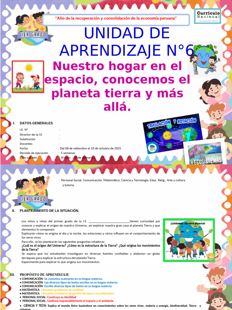 Explorando el Universo y la Tierra en 1° de Primaria | PDF ...