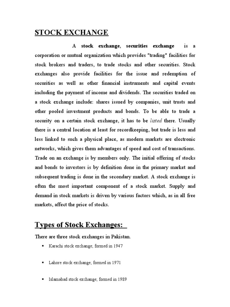 Functions of Stock Exchange | PDF | Stock Exchange | Stocks